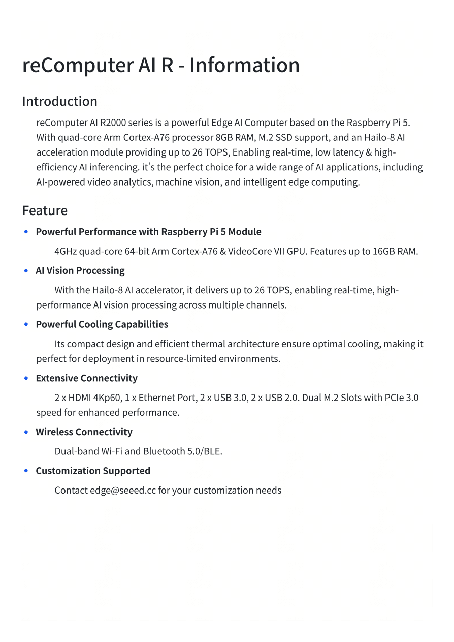 reComputer AI R information